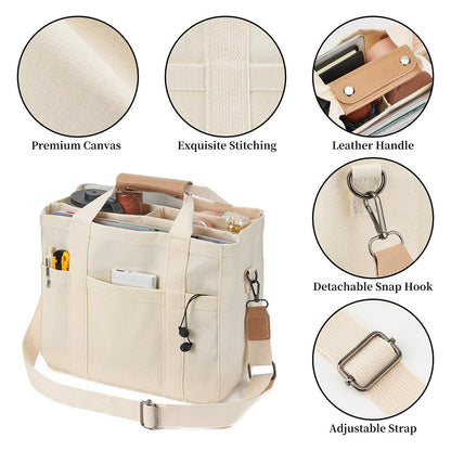 Canvas Tote Bag with Pockets - Canvas Tote Bag with Pockets
