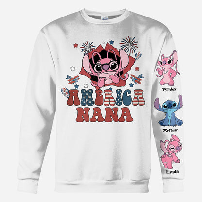 American Nana Any Title Vintage Retro Style - Personalized Grandma All Over Shirt