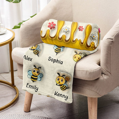 Grandma's Reasons To Bee Happy - Personalized Grandma Blanket