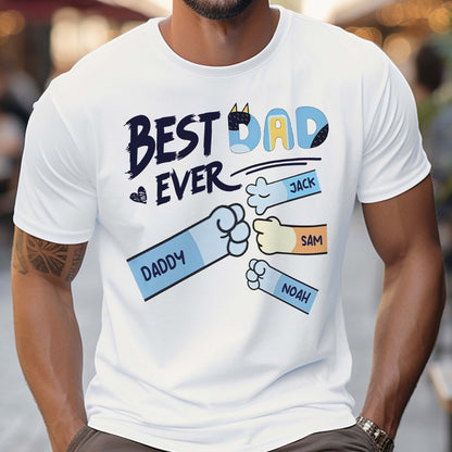 Best Dad Mom Ever Cool Blue Dog Fist - Personalized Father T-shirt And Hoodie