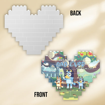 Best Dad Ever - Personalized Father One-sided Heart Building Brick Blocks