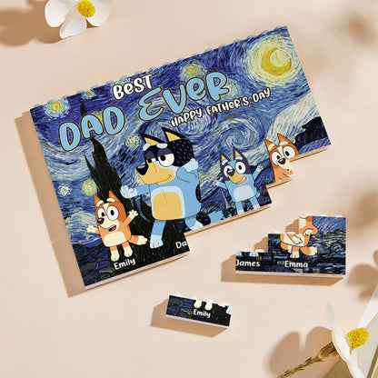 Best Dad Ever - Personalized Father One-sided Horizontal Rectangle Building Brick Blocks
