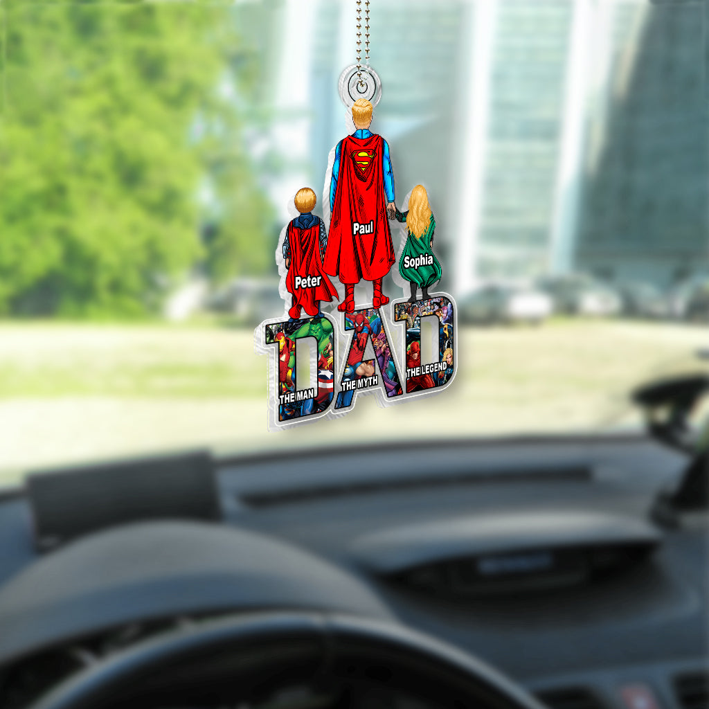 Super Dad - Personalized Father Custom Shaped Car Ornament