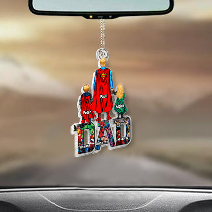 Super Dad - Personalized Father Custom Shaped Car Ornament