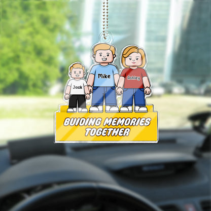 Buiding Memories Together - Personalized Family Custom Shaped Car Ornament
