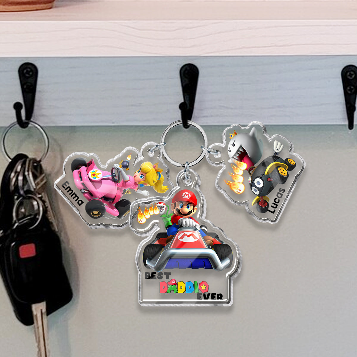 Best Daddio Mario Ever Any Title - Personalized Super Plumber Keychain with Charms
