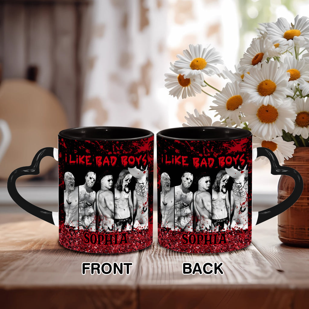 I Like Bad Boys - Personalized Heart Handle Mug