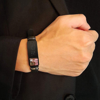 Custom Photo I'll Carry You - Personalized Memorial Engraved Bracelet