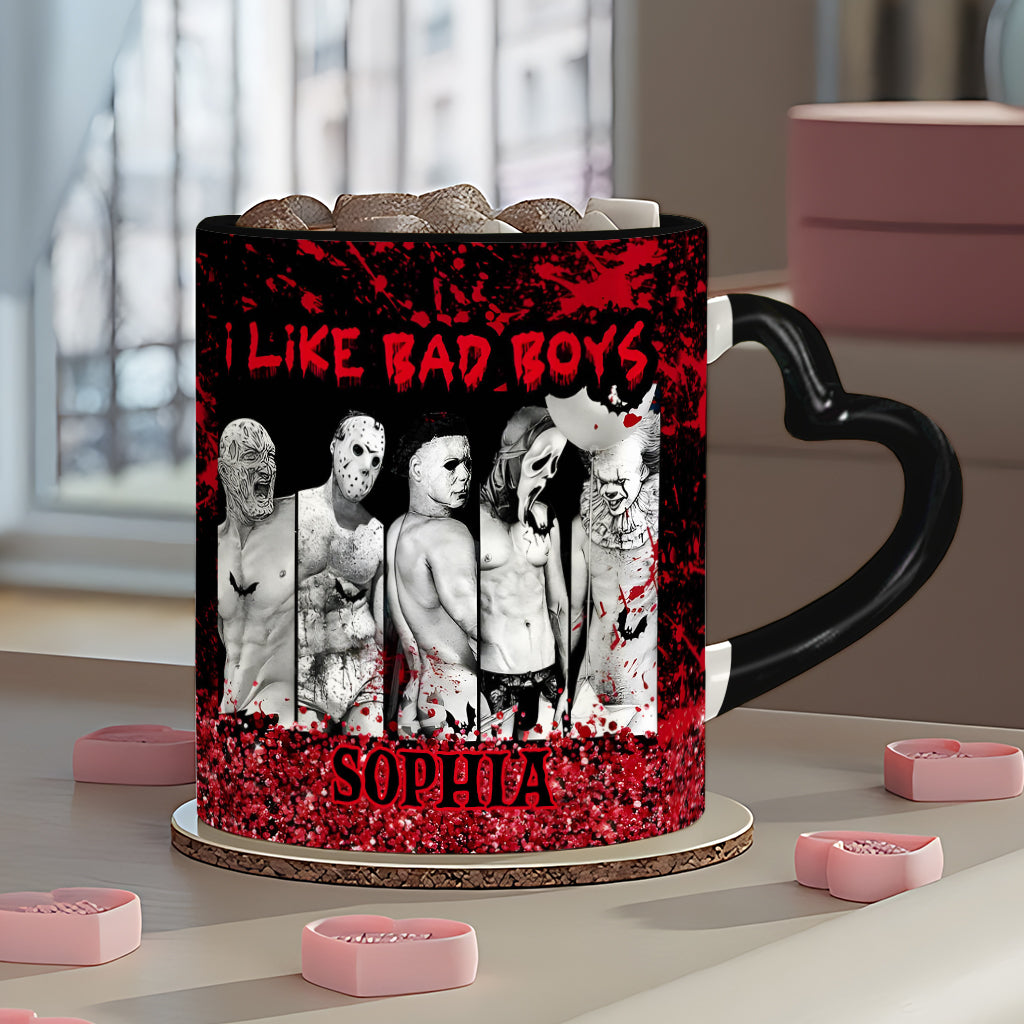 I Like Bad Boys - Personalized Heart Handle Mug
