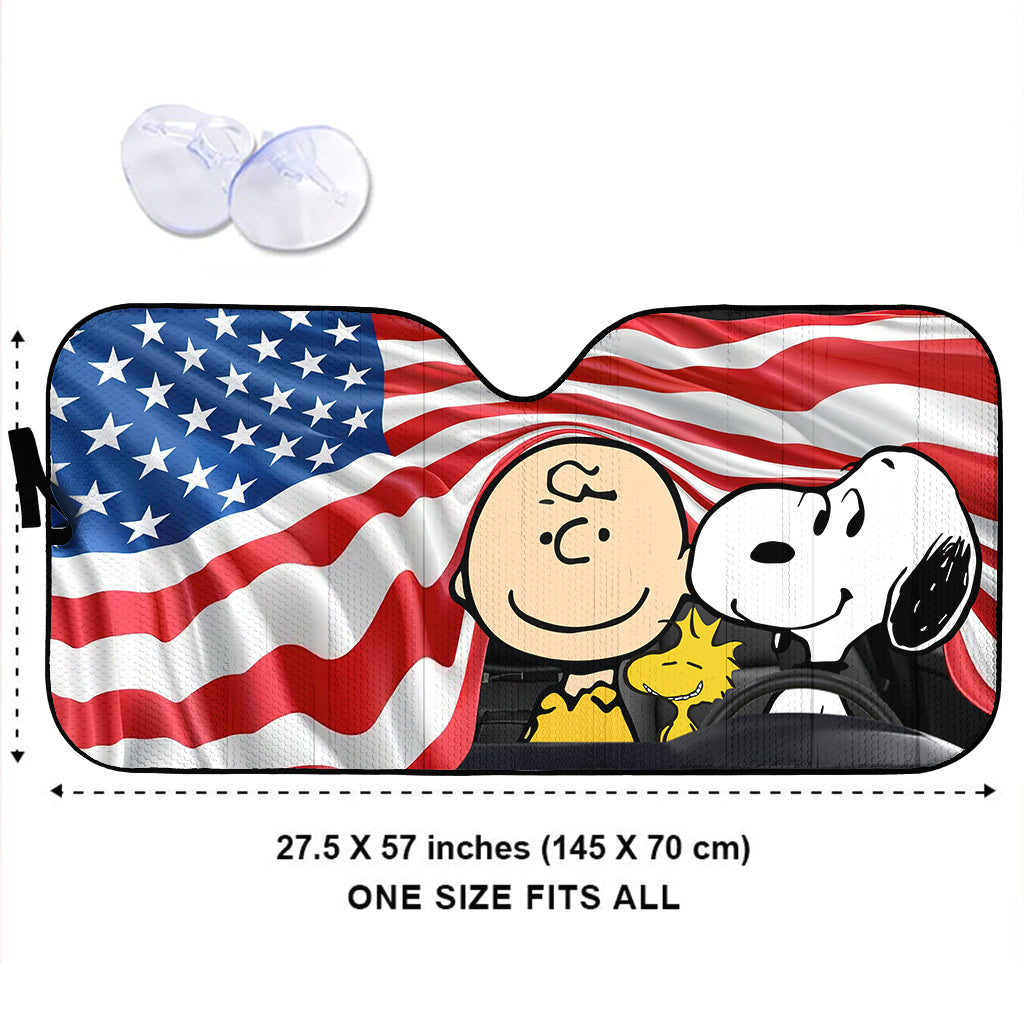 Best Friends U.S Flag - Car Sunshade