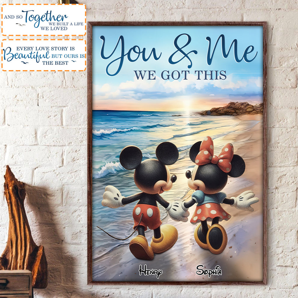 Mouse Ears Couple Beach Landscape Retro Vintage - Personalized Mouse Canvas And Poster