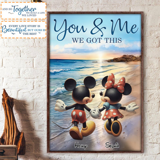 Mouse Ears Couple Beach Landscape Retro Vintage - Personalized Mouse Canvas And Poster