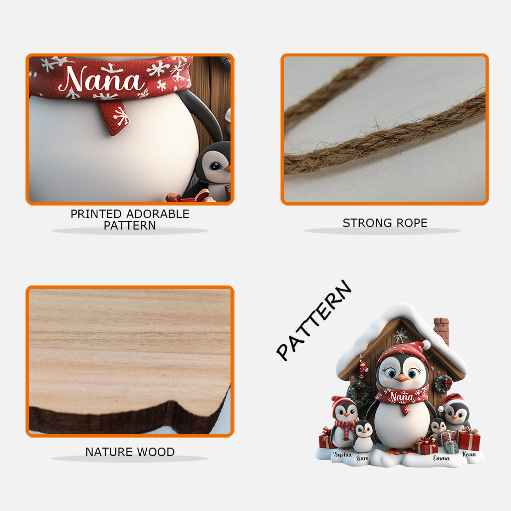 Any Title Cute Penguin - Personalized Grandma Custom Shaped Wood Sign