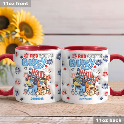 Red White Blue Cool Dog - Personalized Accent Mug