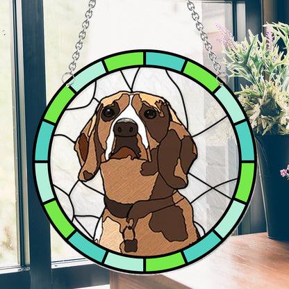 Custom Dog Portrait Picture - Personalized Dog Window Hanging Suncatcher Ornament
