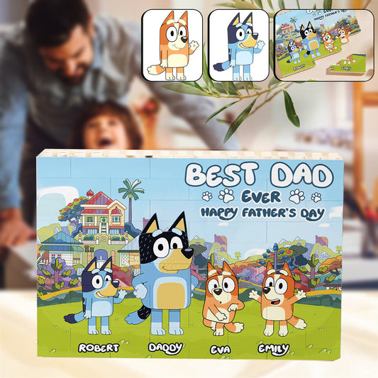 Best Dad Ever - Personalized Father One-sided Horizontal Rectangle Building Brick Blocks