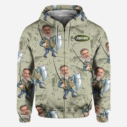 Funny Caricature Face - Personalized Fishing All Over Shirt