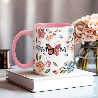 Mother Buttefly Pastel Floral Inflated - Personalized Mother Accent Mug
