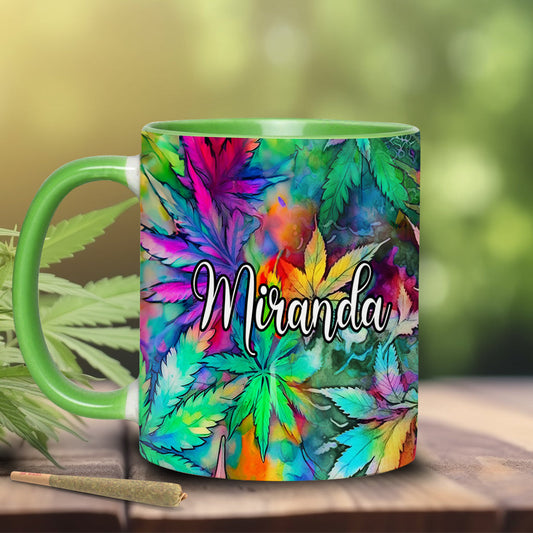 Psychedelic Marijuana Leaf - Personalized Weed Accent Mug