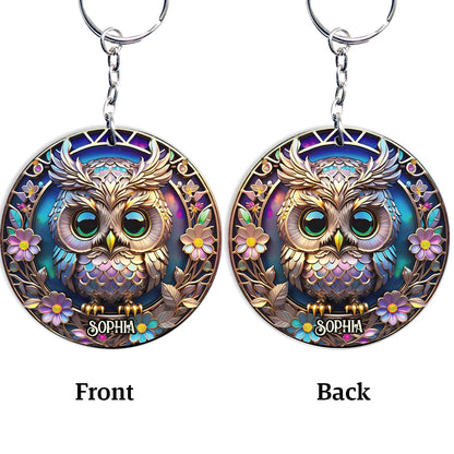 Colorful Owl - Personalized Owl Keychain