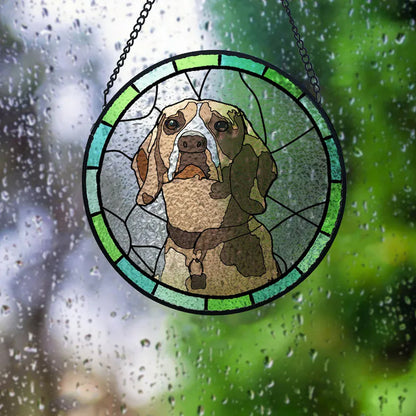 Custom Dog Portrait Picture - Personalized Dog Window Hanging Suncatcher Ornament