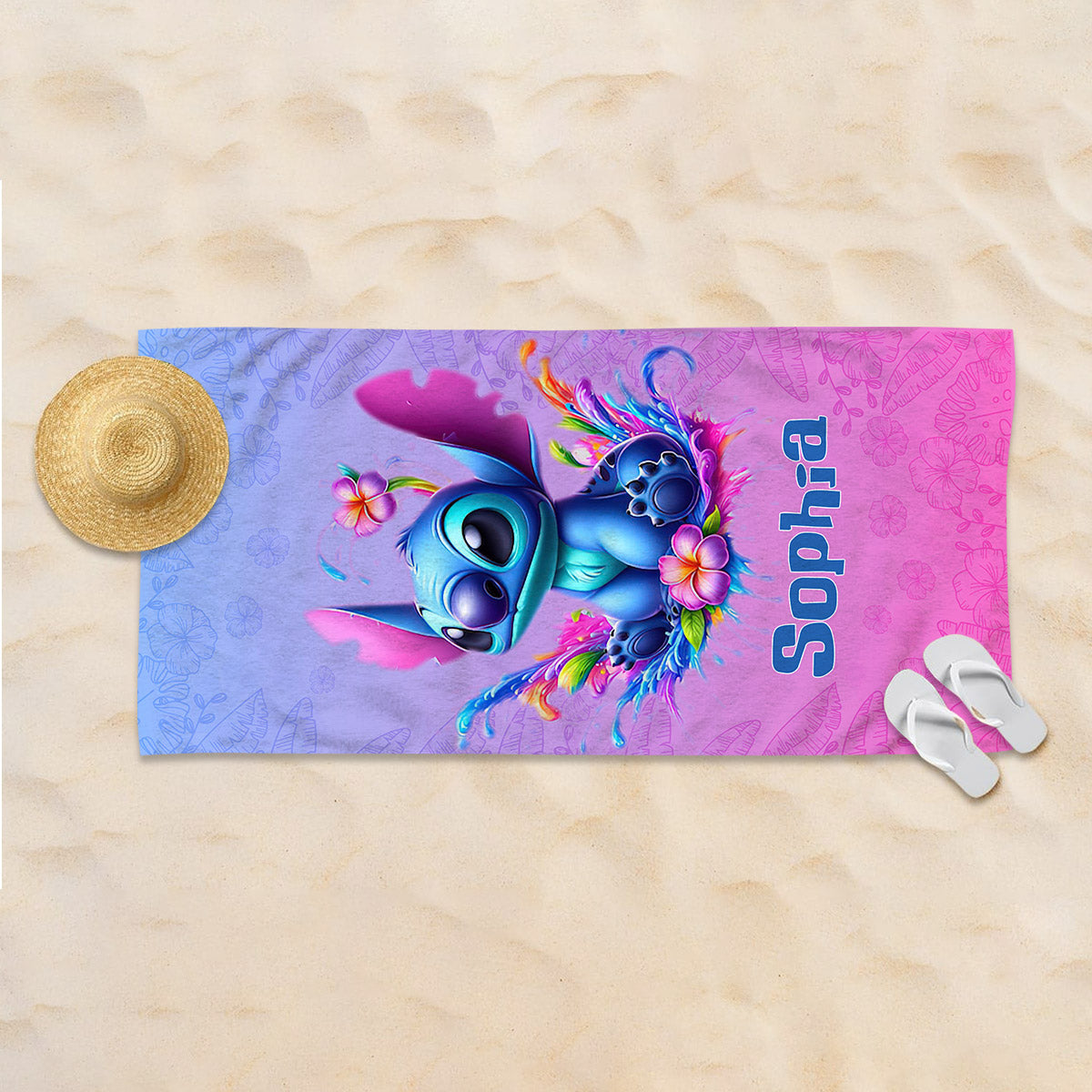 Colorful Ohana - Personalized Ohana Beach Towel