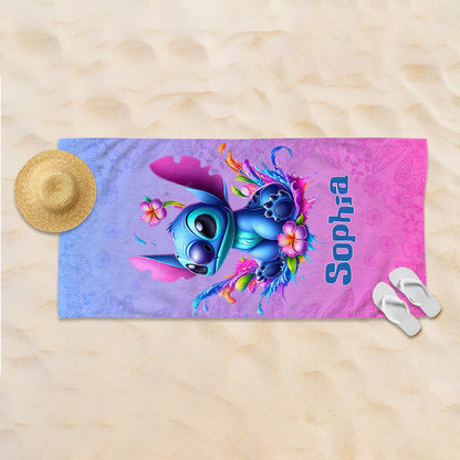 Colorful Ohana - Personalized Ohana Beach Towel