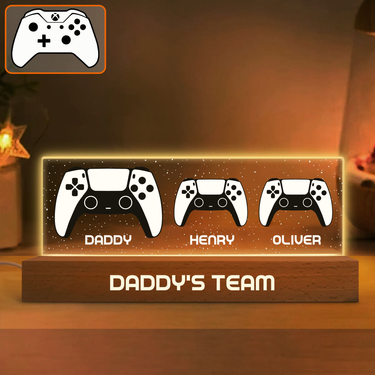 Daddy's Team - Personalized Father Custom LED Night Light