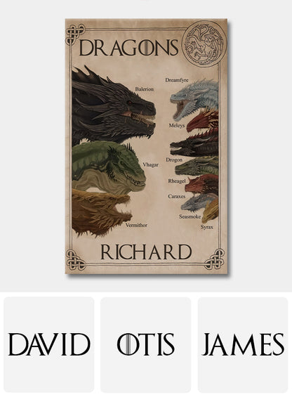 All The Dragons - Personalized Thrones Game Canvas And Poster