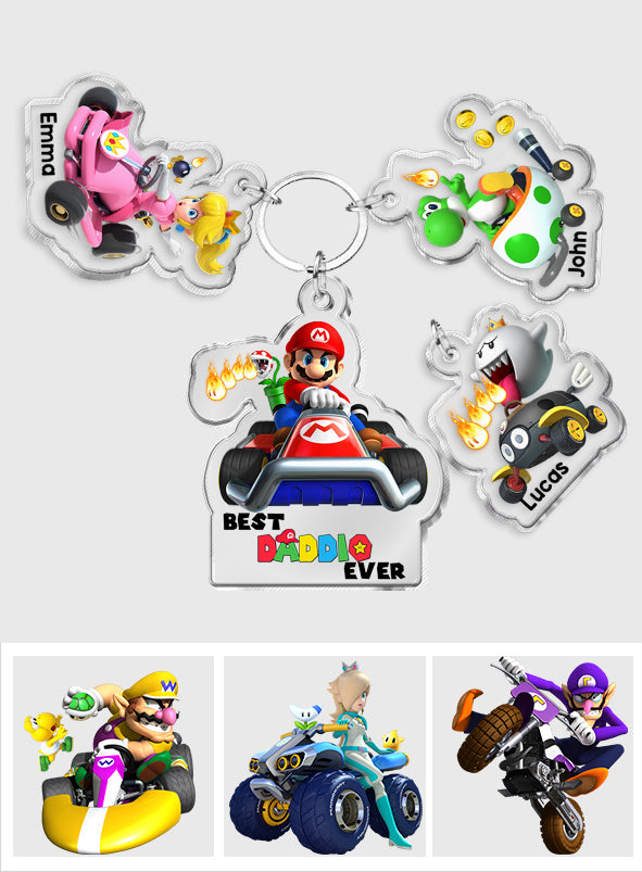 Best Daddio Mario Ever Any Title - Personalized Super Plumber Keychain with Charms