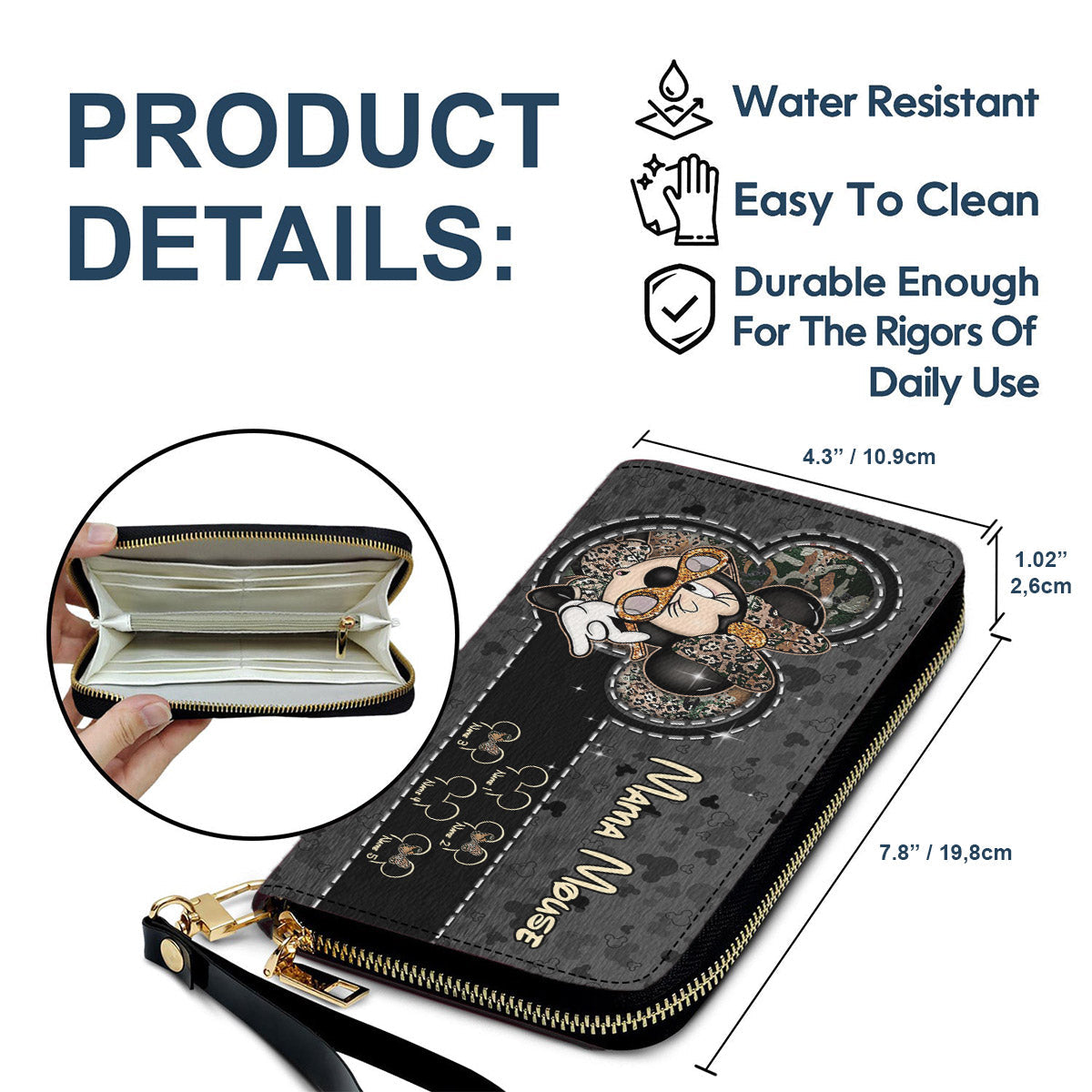 Mama Mouse - Personalized Mouse Leather Long Wallet