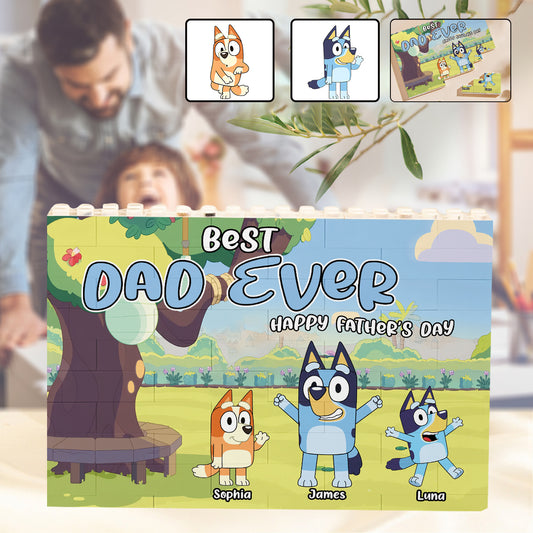 Best Dad Ever - Personalized Father One-sided Horizontal Rectangle Building Brick Blocks