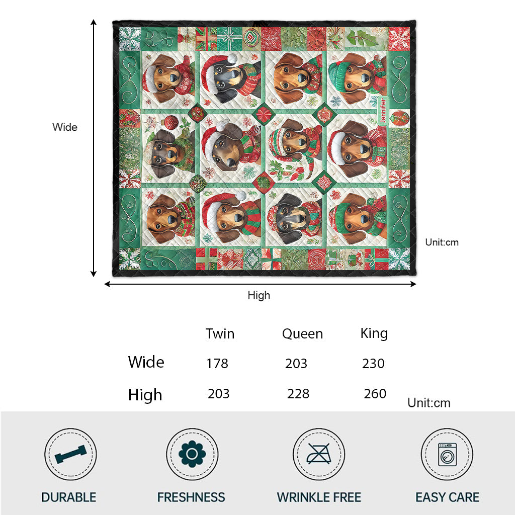 Beautiful Dachshunds Christmas - Personalized Dachshund Quilt
