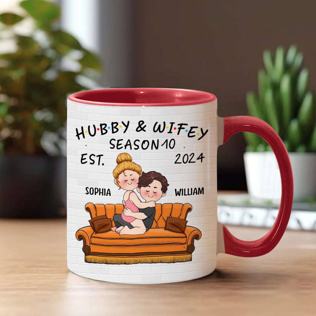 Hubby & Wifey - Personalized Husband And Wife Accent Mug