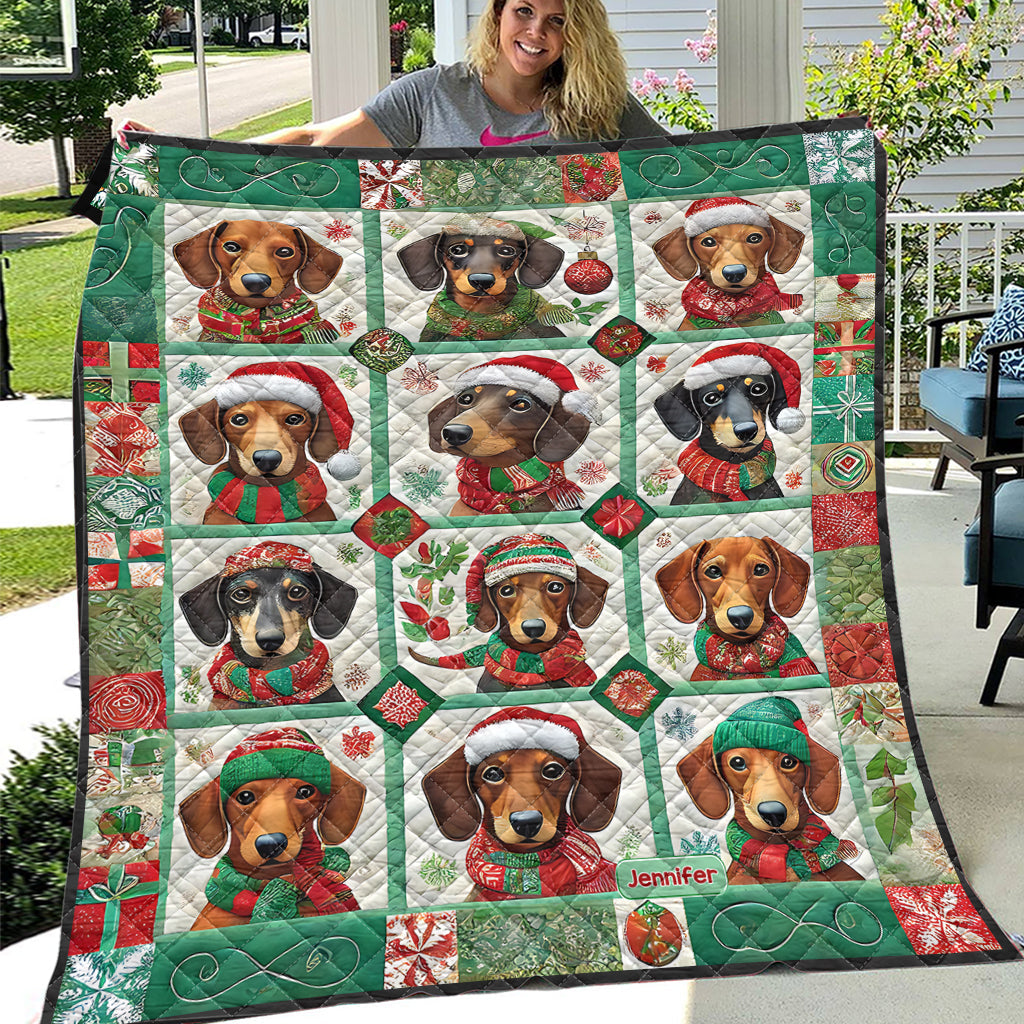 Beautiful Dachshunds Christmas - Personalized Dachshund Quilt
