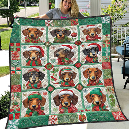 Beautiful Dachshunds Christmas - Personalized Dachshund Quilt
