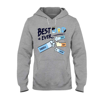 Best Dad Mom Ever Cool Blue Dog Fist - Personalized Father T-shirt And Hoodie