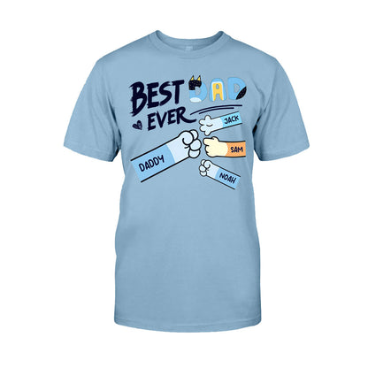 Best Dad Mom Ever Cool Blue Dog Fist - Personalized Father T-shirt And Hoodie
