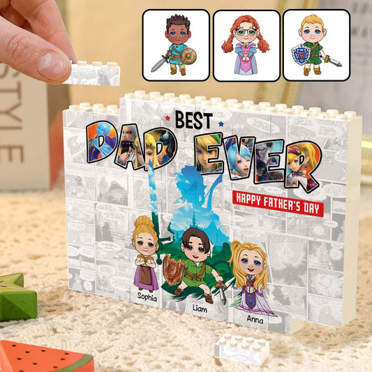 Best Dad Ever - Personalized The Hero's Legend One-sided Horizontal Rectangle Building Brick Blocks