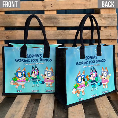 Boring Pool Things - Personalized Canvas Tote Bag