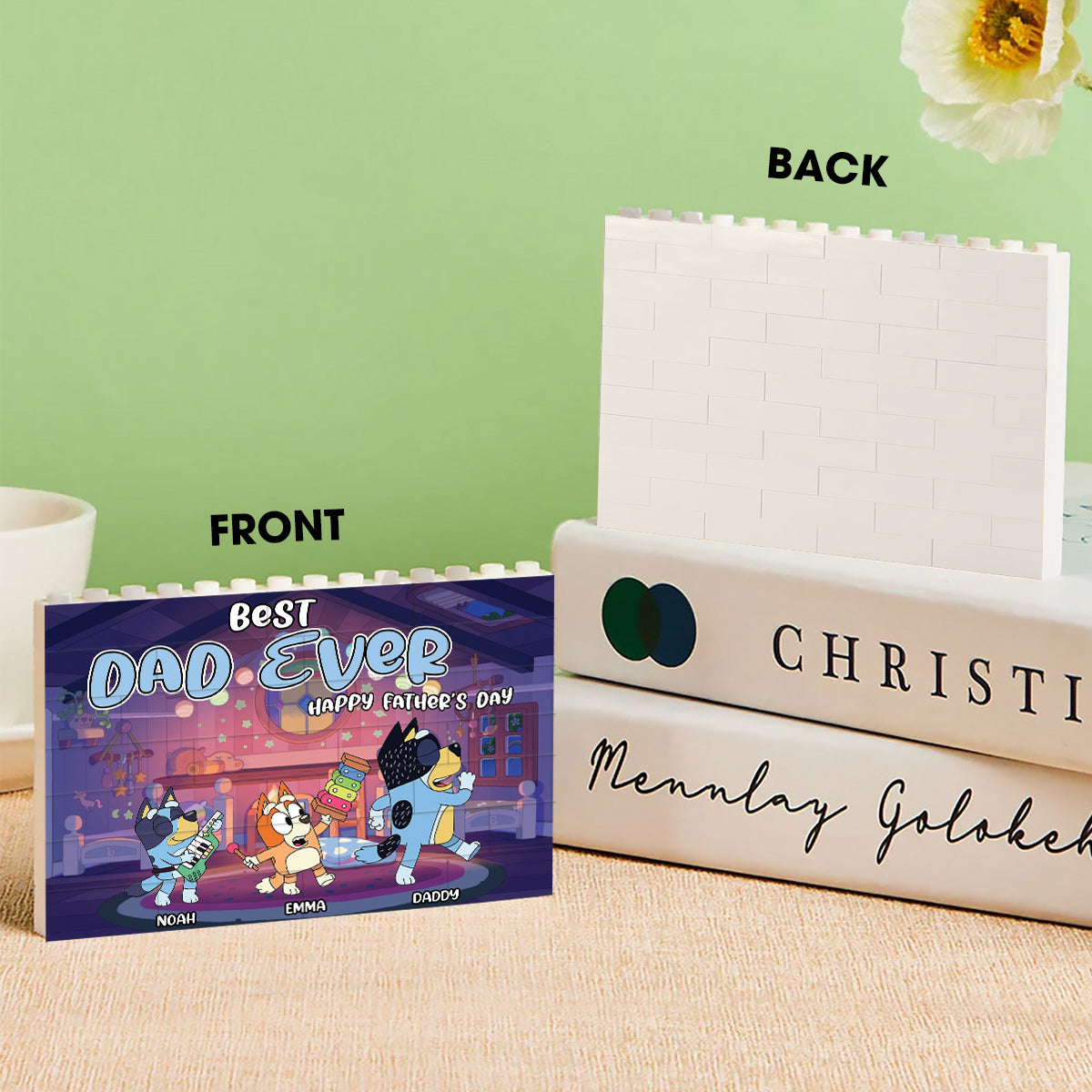 Best Dad Ever - Personalized Father One-sided Horizontal Rectangle Building Brick Blocks