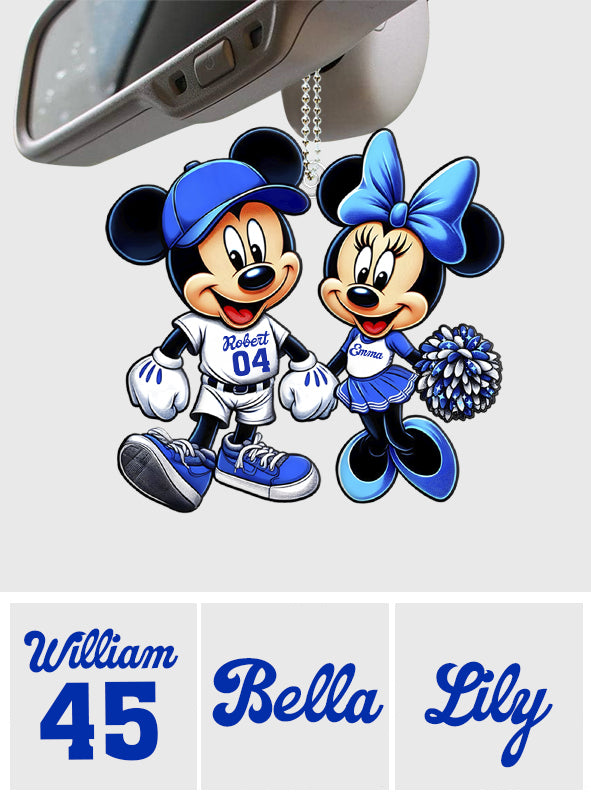 Mouse Couple Baseball - Personalized Baseball Custom Shaped Car Ornament