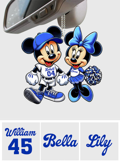 Mouse Couple Baseball - Personalized Baseball Custom Shaped Car Ornament