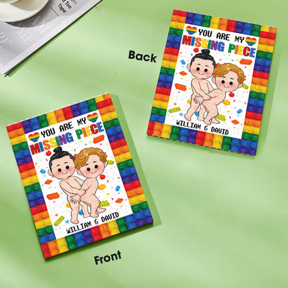 My Missing Piece - Personalized Couple Vertical Rectangle Building Brick Blocks Printed On Both Sides