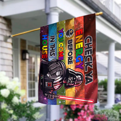Check Your Energy - LGBT Support House Flag