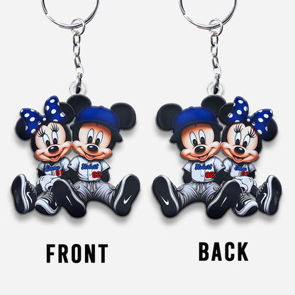 Mouse Couple Baseball - Personalized Baseball Custom Shaped Keychain