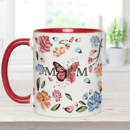 Mother Buttefly Pastel Floral Inflated - Personalized Mother Accent Mug