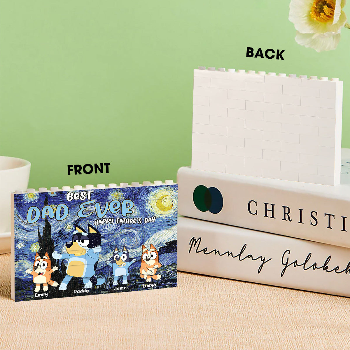Best Dad Ever - Personalized Father One-sided Horizontal Rectangle Building Brick Blocks