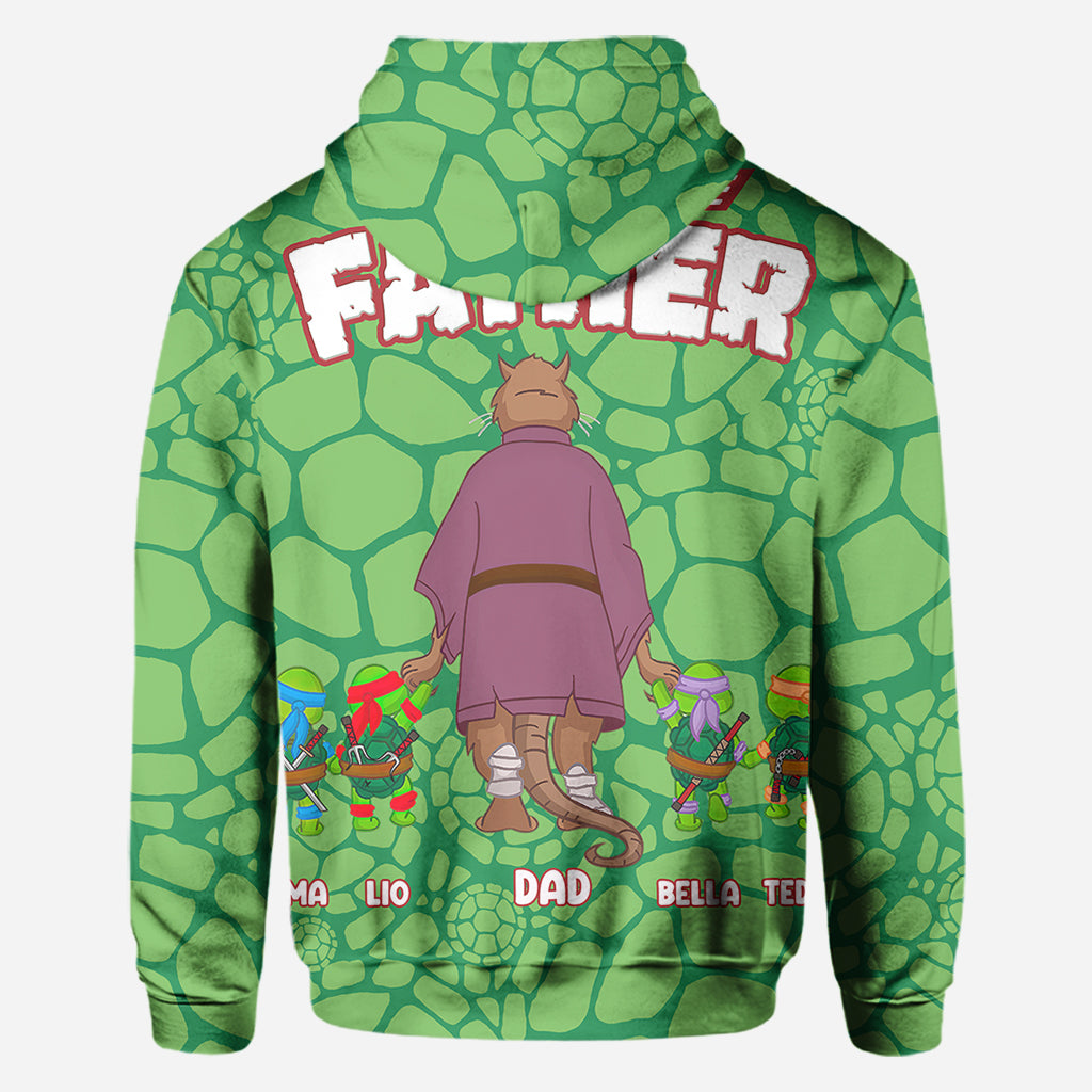 Turtley Awesome Father - Personalized Green Turtles All Over Shirt
