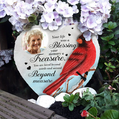 Your Life Was A Blessing Your Memory Was A Treasure - Personalized Memorial Heart Shaped Stone